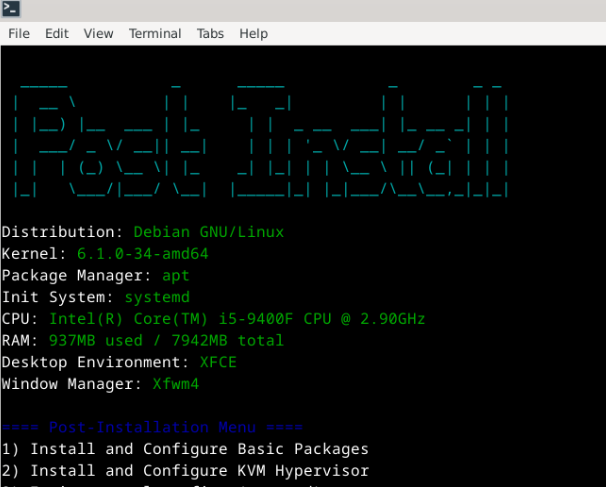 Post-Install Manager Interface